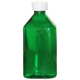Pharmacy Oval Bottle GREEN 12 oz with CR Caps Included [QTY. 50]
